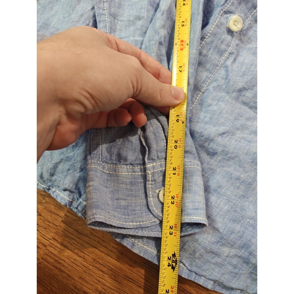 Tommy Bahama Men’s Large Blue Linen Long Sleeve Button-Up Shirt Pockets - Picture 5 of 7